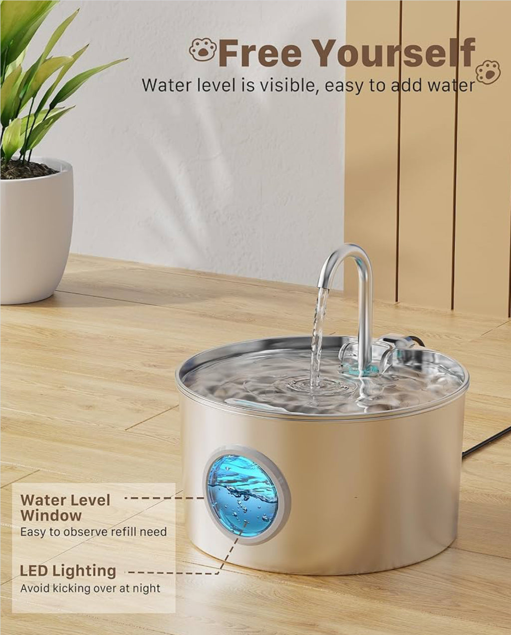 HydraPurr™ Stainless Steel Cat Water Fountain