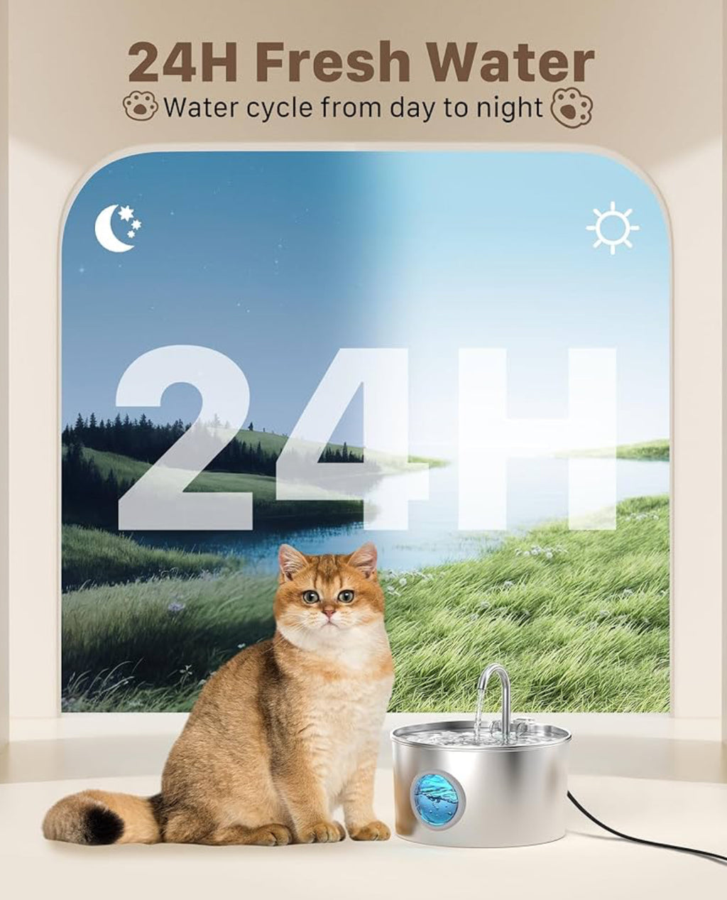 HydraPurr™ Stainless Steel Cat Water Fountain